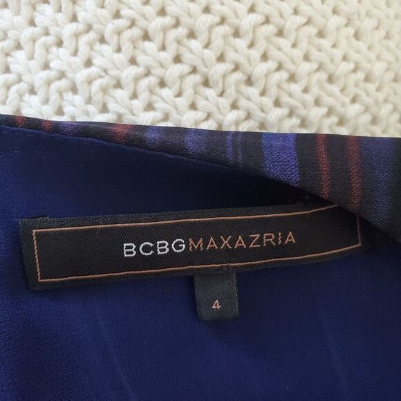 ✨ BCBG ✨ 100% Silk Cowl Neck Striped Asymmetrical Hem Dress - [Size 4] - Picture 10 of 12